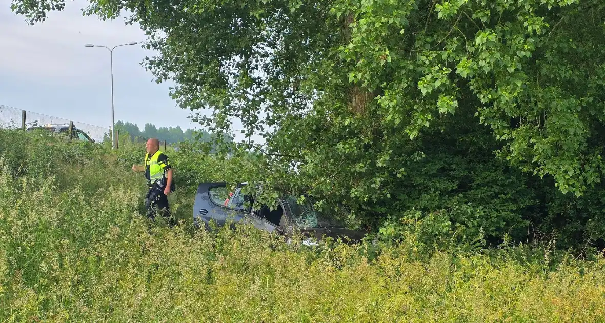 Auto rijdt van talud en belandt tegen boom - Foto 3