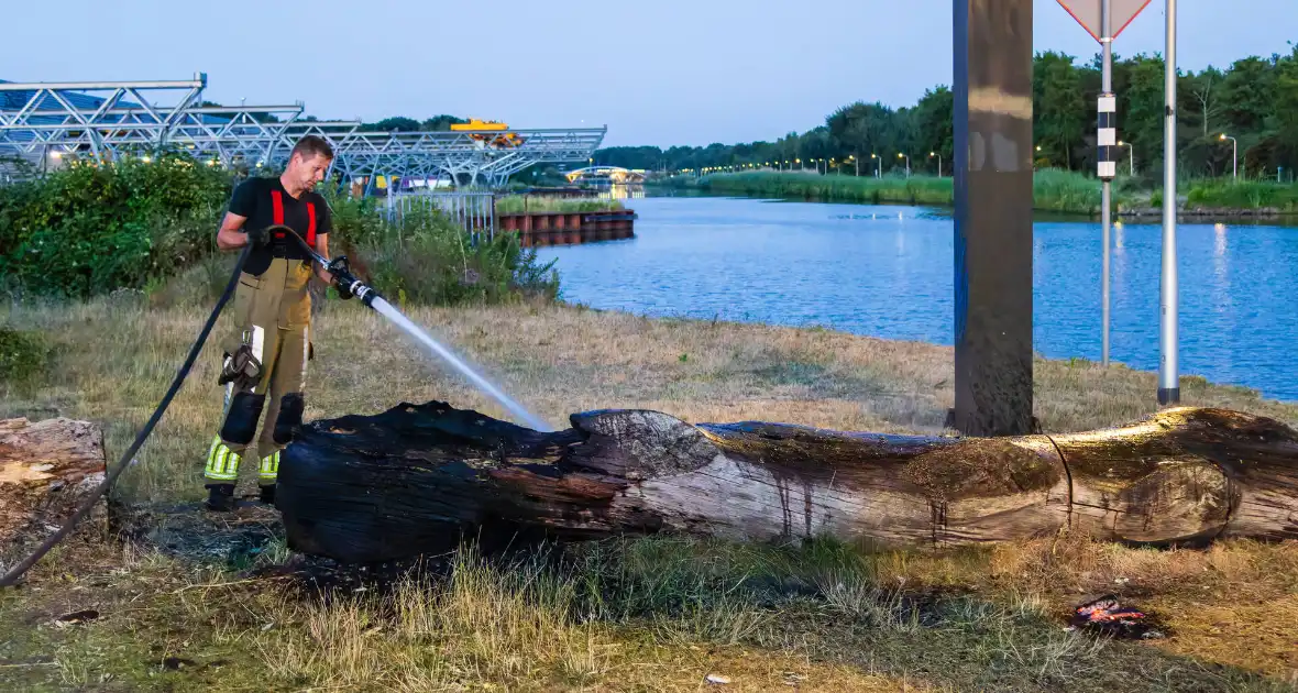 Mogelijke brandstichting bij boomstronk