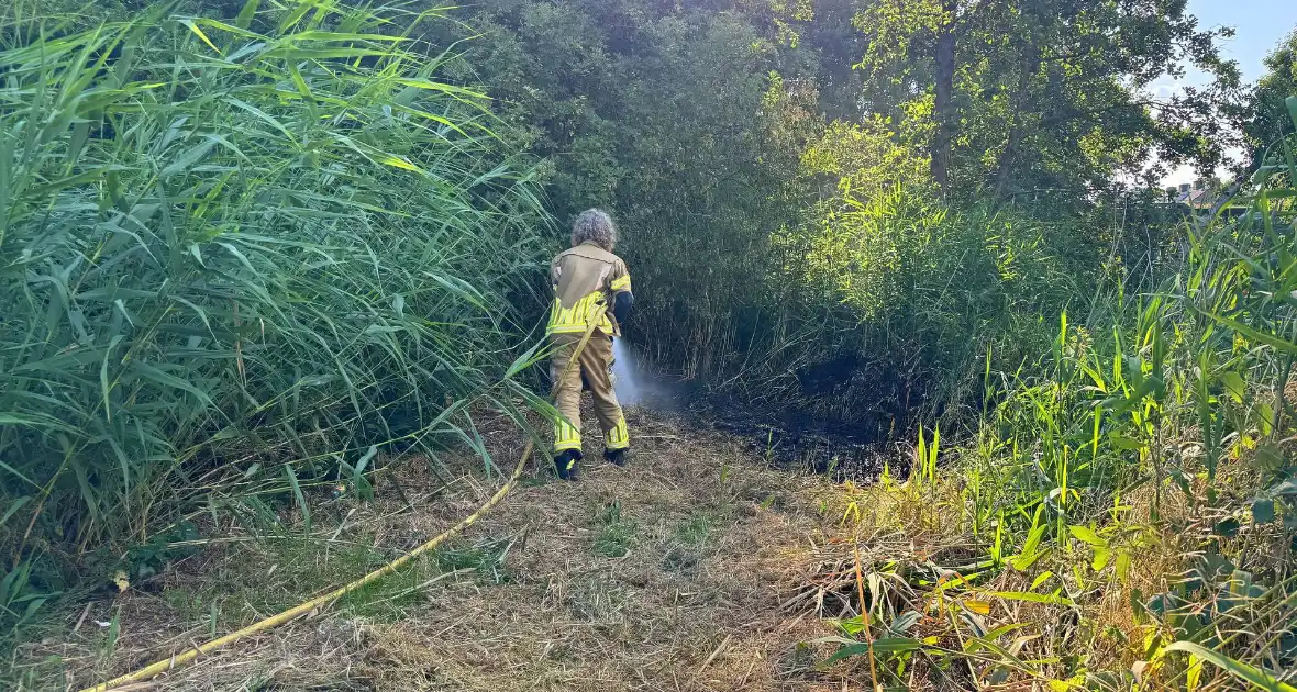 Omstander helpt brandweer met blussen van brand in bosschage - Foto 3