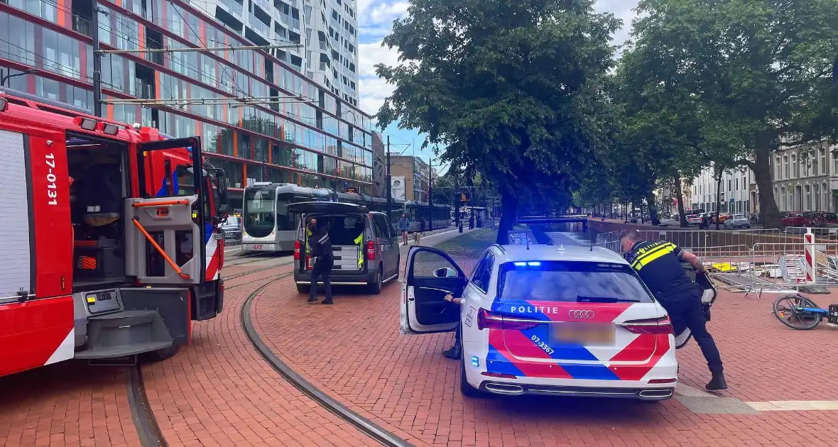 Trams botsen op elkaar