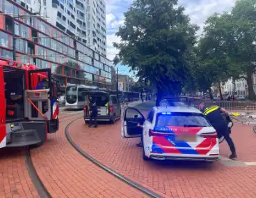 Trams botsen op elkaar