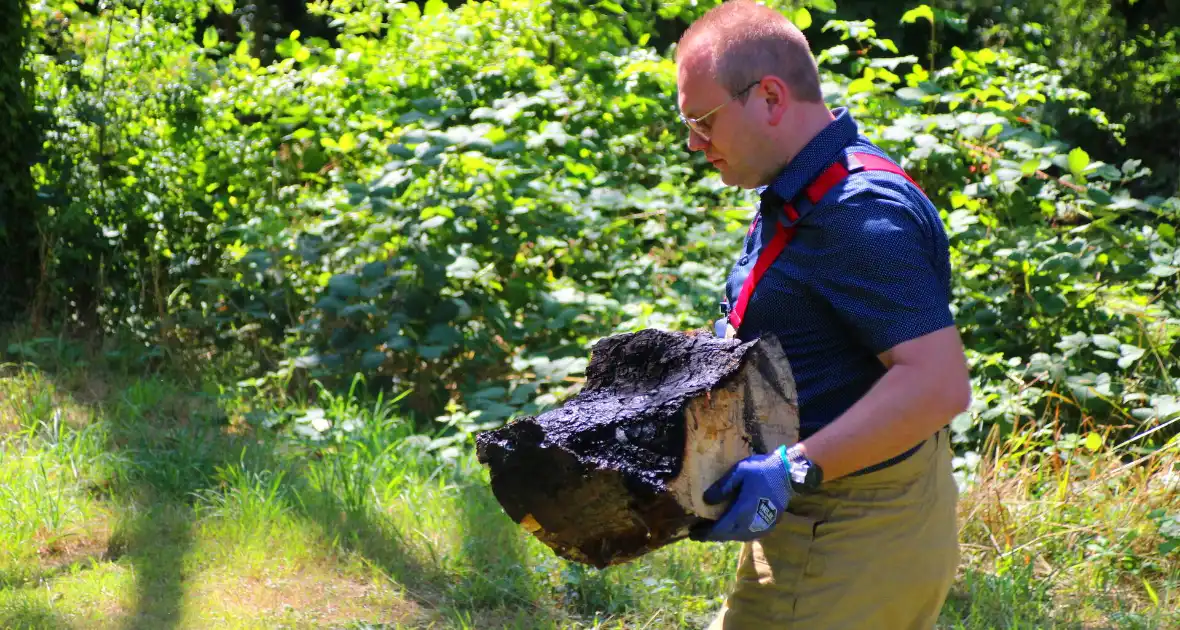 Brandweer blust boomstam na oversteek - Foto 10