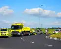 Aanhanger kantelt op afrit