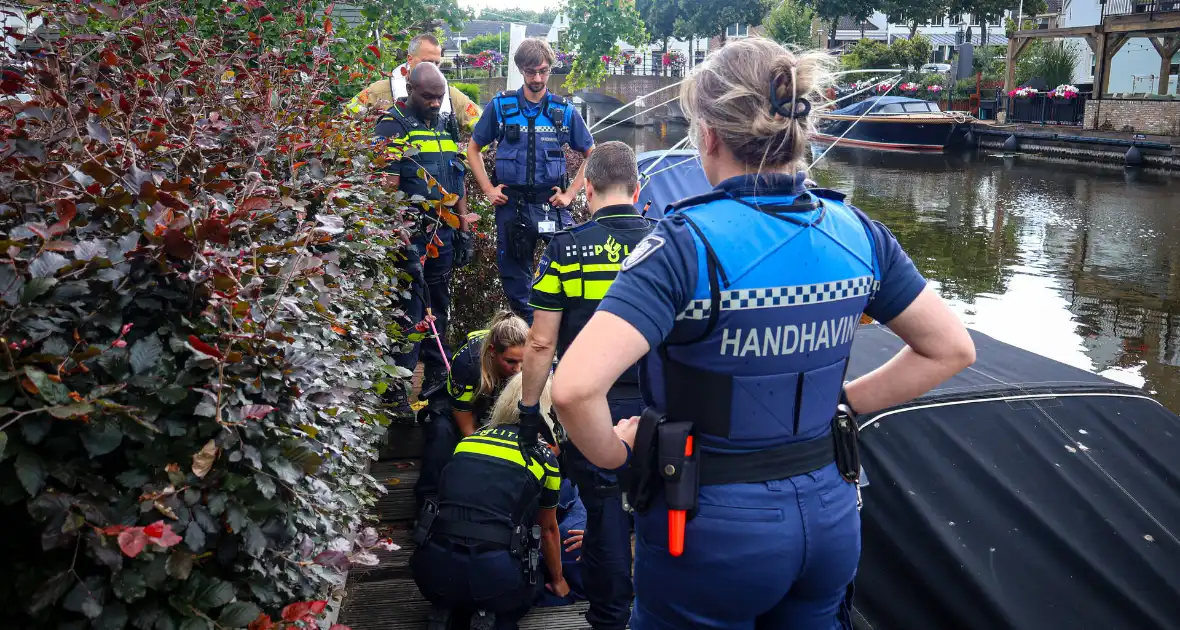 Hert gered uit de Rijn na sprongetje te water - Foto 8