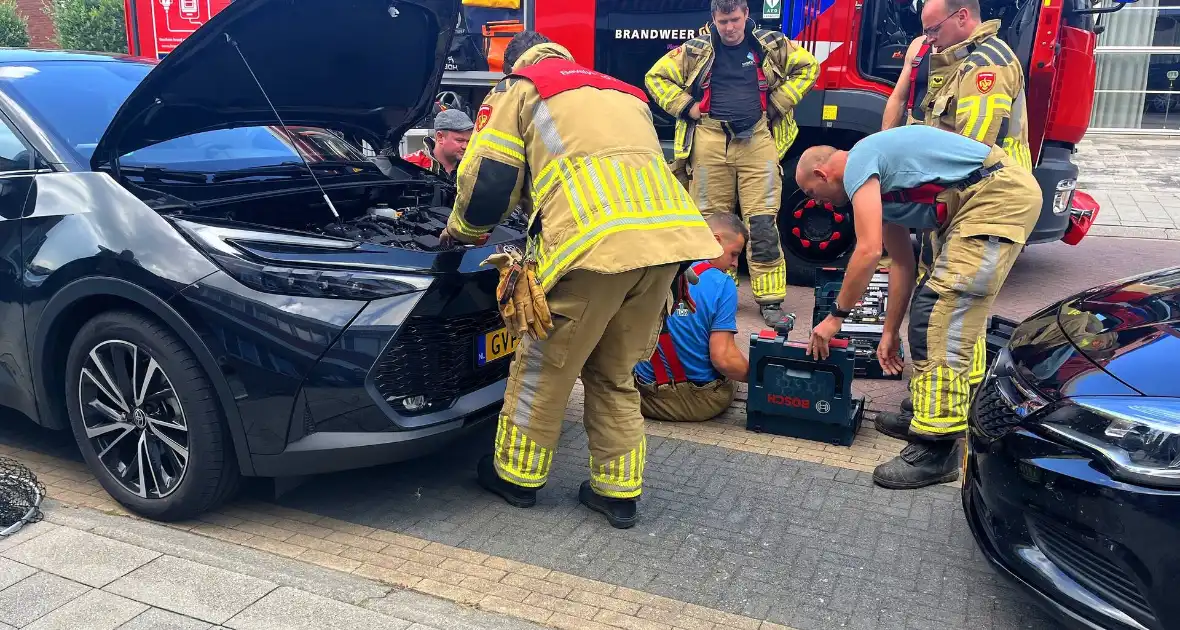 Kat vast in auto, brandweer schiet te hulp - Foto 4