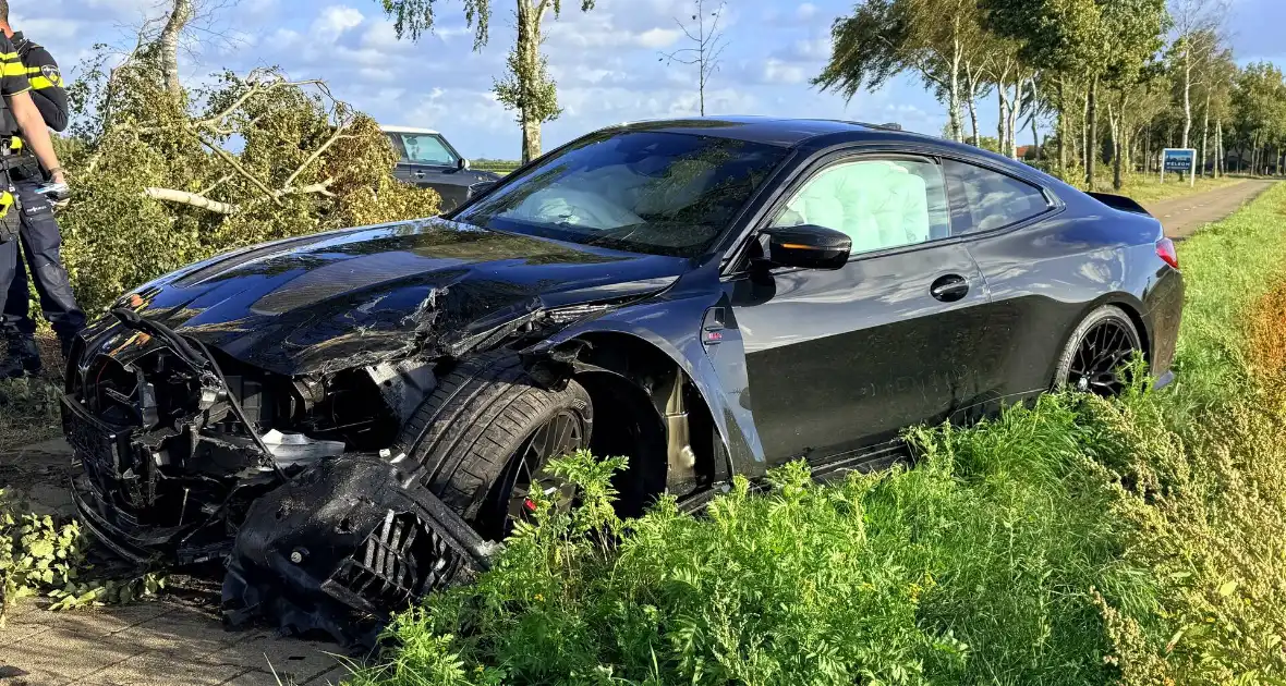 Auto vliegt uit de bocht en botst tegen boom - Foto 1