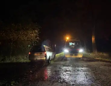 Auto beschadigd na botsing met koe