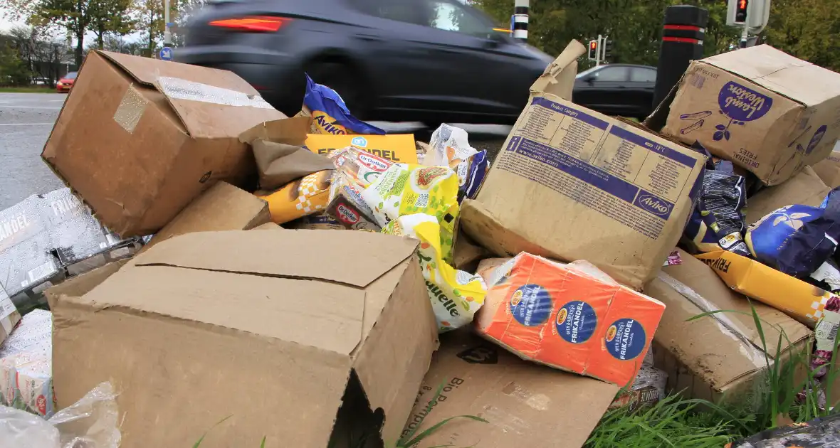 Vrachtwagen verliest diiepvrieshandel tijdens het rijden - Foto 4