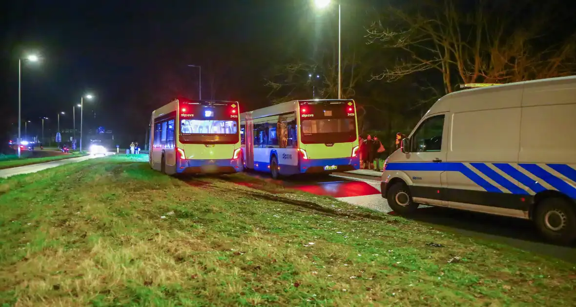 Vervangende bus raakt vast in natte berm - Foto 1