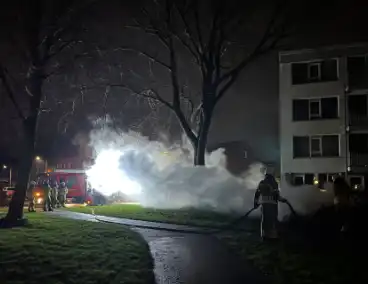 Brand in bult met kerstbomen