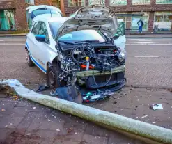 Autobrand na eenzijdig ongeval