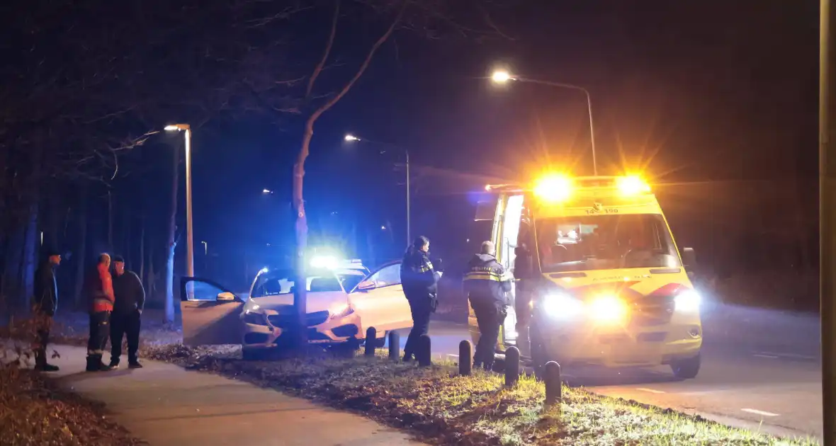 Auto botst tegen boom na uitwijkmaneuvre