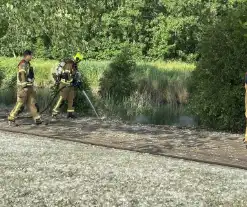 Brandweerinzet na brand in berm