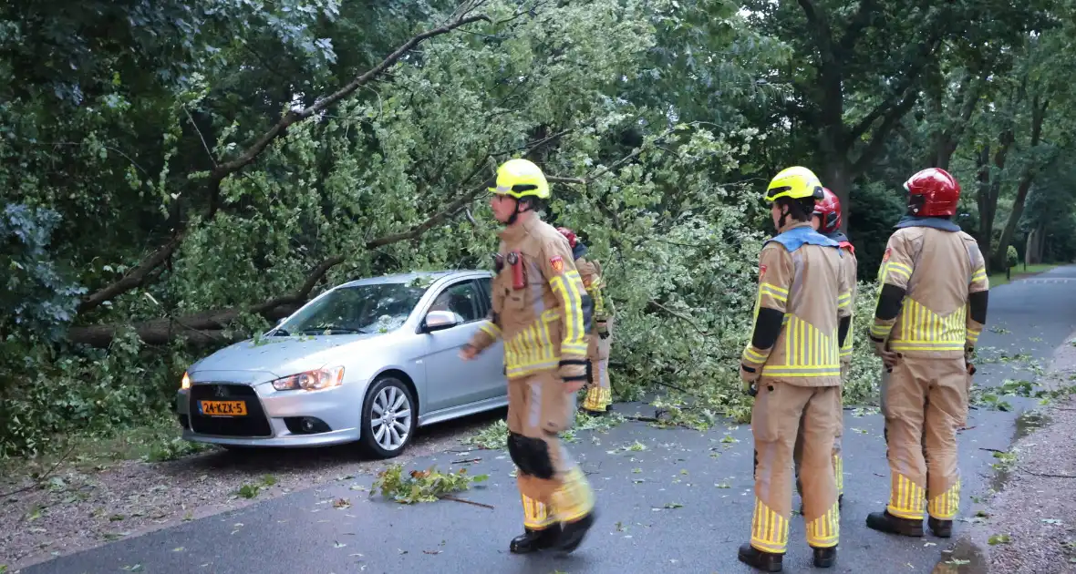 Boom valt op geparkeerde auto - Foto 1