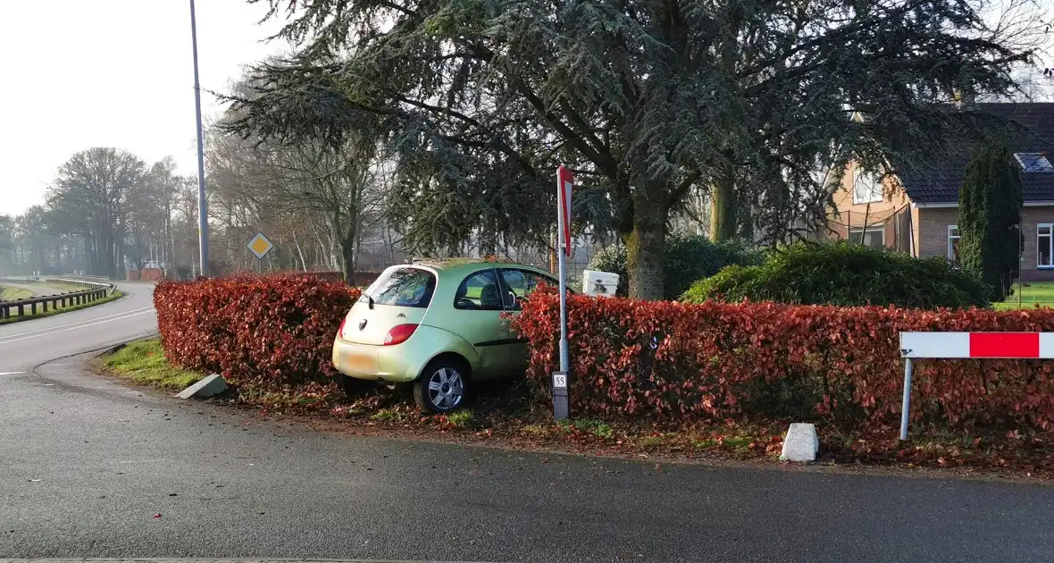 Automobilist rijdt lantaarnpaal uit de grond en komt in tuin tot stilstand - Foto 2