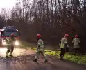 Brandweer verwijdert gevaarlijke tak boven de weg