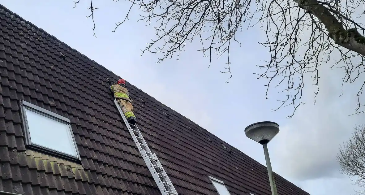 Brandweer plaatst dakpannen terug op woning - Foto 6
