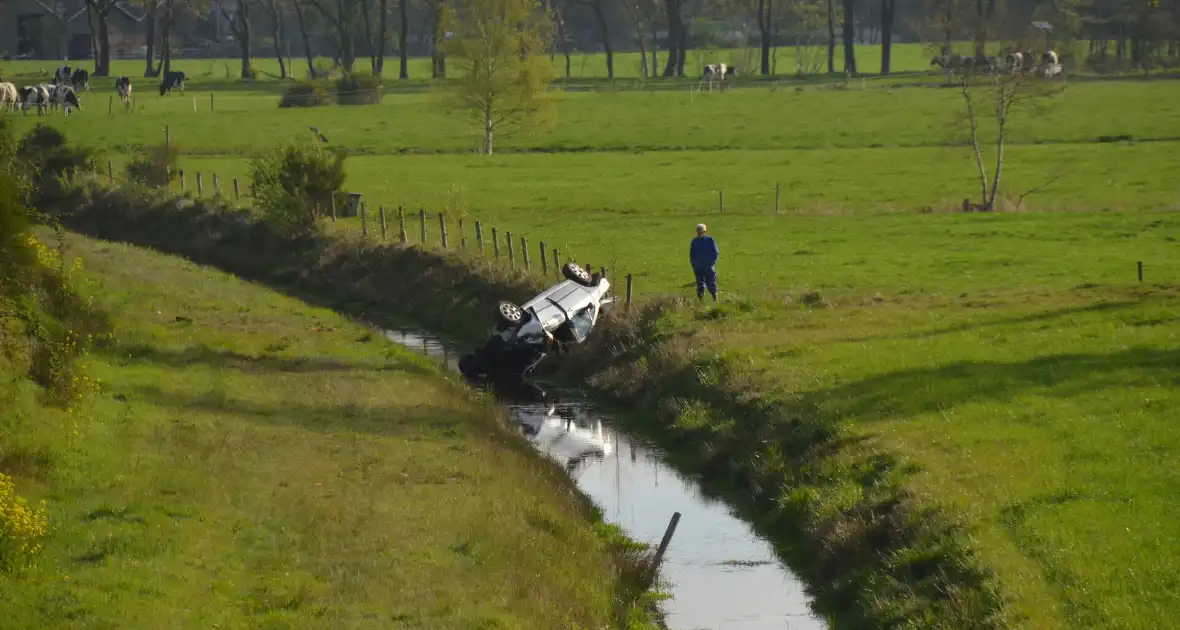 Auto schiet over geluidswal en belandt in sloot