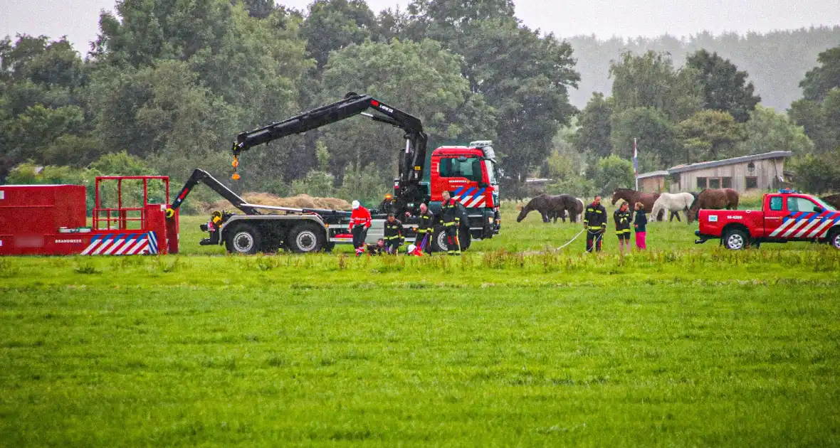 Paard met kraan uit sloot getakeld - Foto 1